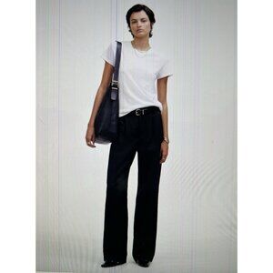 Madewell $148 Slouchy Straight Pants Drapey Twill Mid Rise Black Size 0P